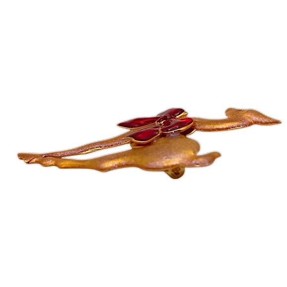Vintage Deer Brooch Pin Mod Long Legged Sika Gold Tone Metallic Purple Sheen MCM - Picture 4 of 14